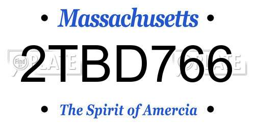 2TBD766 Massachusetts License Plate