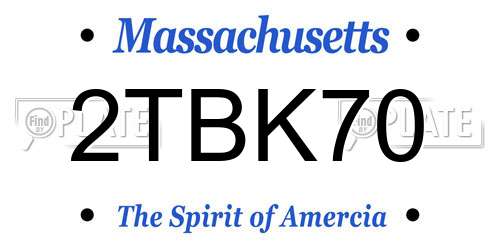 2TBK70 Massachusetts License Plate