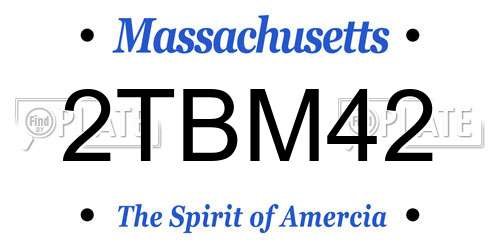 2TBM42 Massachusetts License Plate