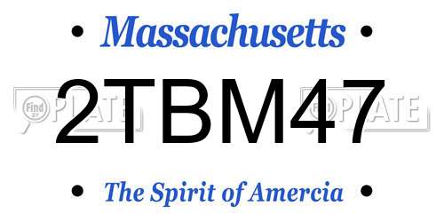2TBM47 Massachusetts License Plate