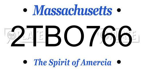 2TBO766 Massachusetts License Plate