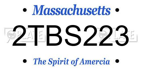2TBS223 Massachusetts License Plate