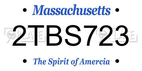 2TBS723 Massachusetts License Plate
