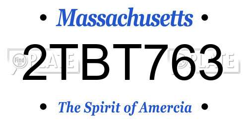 2TBT763 Massachusetts License Plate