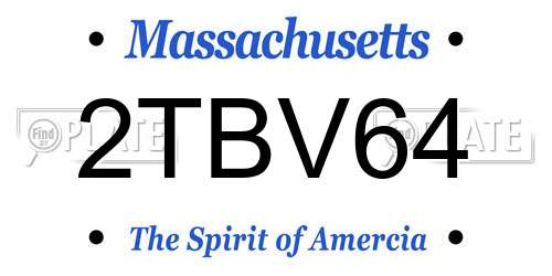 2TBV64 Massachusetts License Plate
