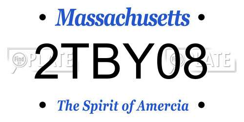 2TBY08 Massachusetts License Plate