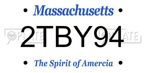 2TBY94 Massachusetts License Plate
