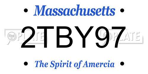 2TBY97 Massachusetts License Plate