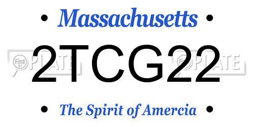 2TCG22 Massachusetts License Plate