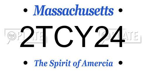 2TCY24 Massachusetts License Plate