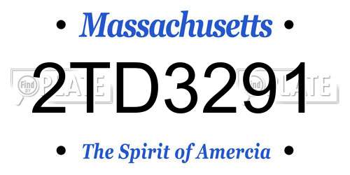 2TD3291 Massachusetts License Plate