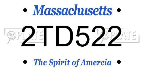 2TD522 Massachusetts License Plate