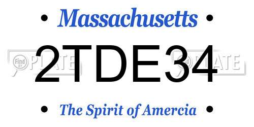 2TDE34 Massachusetts License Plate