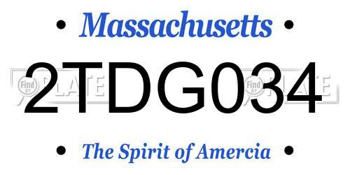 2TDG034 Massachusetts License Plate