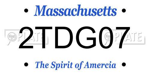 2TDG07 Massachusetts License Plate