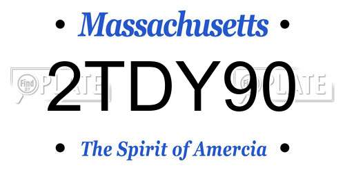 2TDY90 Massachusetts License Plate
