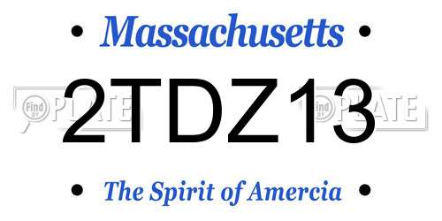 2TDZ13 Massachusetts License Plate
