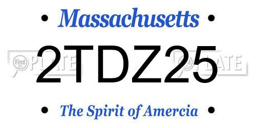 2TDZ25 Massachusetts License Plate