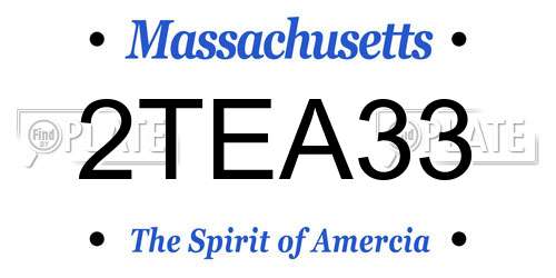 2TEA33 Massachusetts License Plate