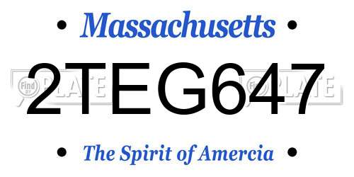2TEG647 Massachusetts License Plate