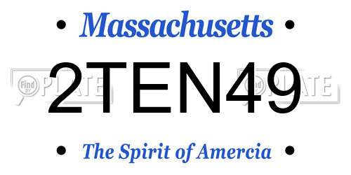 2TEN49 Massachusetts License Plate