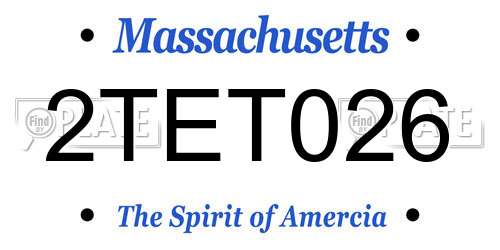 2TET026 Massachusetts License Plate