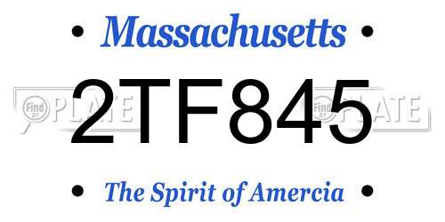 2TF845 Massachusetts License Plate