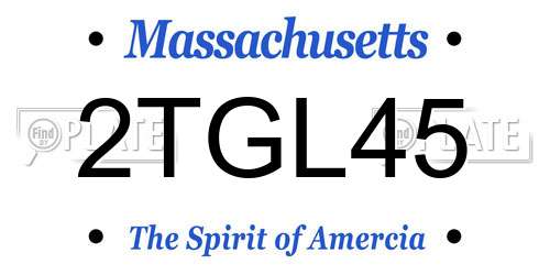 2TGL45 Massachusetts License Plate