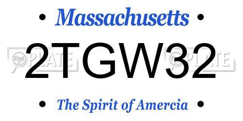 2TGW32 Massachusetts License Plate