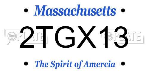 2TGX13 Massachusetts License Plate