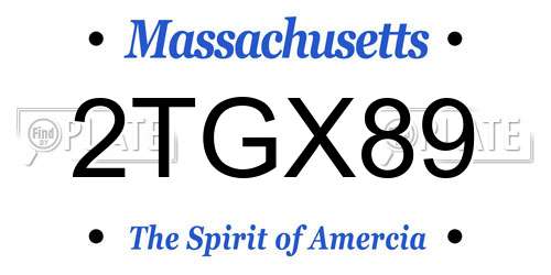 2TGX89 Massachusetts License Plate
