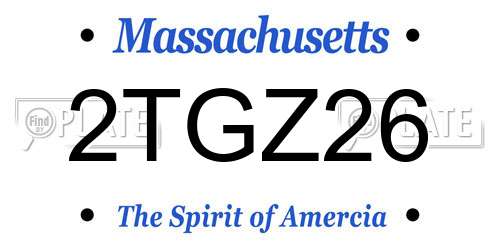 2TGZ26 Massachusetts License Plate