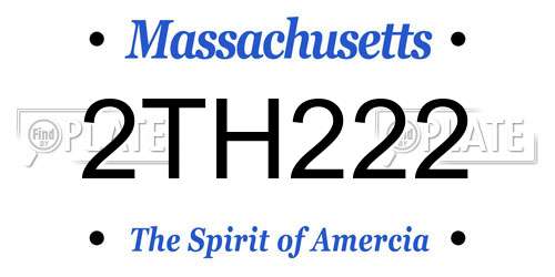 2TH222 Massachusetts License Plate
