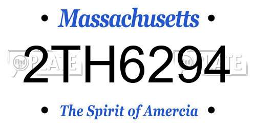 2TH6294 Massachusetts License Plate