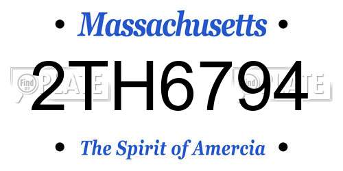 2TH6794 Massachusetts License Plate