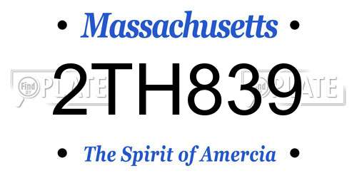 2TH839 Massachusetts License Plate