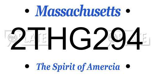 2THG294 Massachusetts License Plate