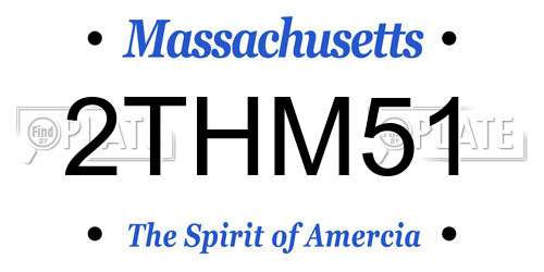 2THM51 Massachusetts License Plate
