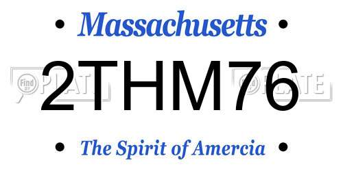 2THM76 Massachusetts License Plate