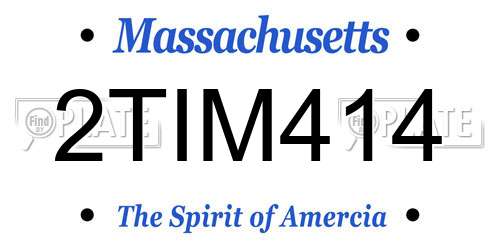 2TIM414 Massachusetts License Plate