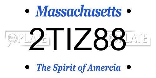 2TIZ88 Massachusetts License Plate