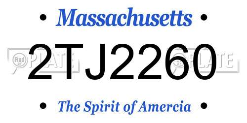 2TJ2260 Massachusetts License Plate