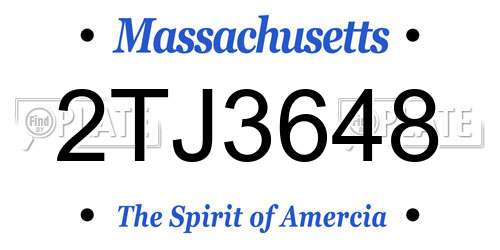 2TJ3648 Massachusetts License Plate