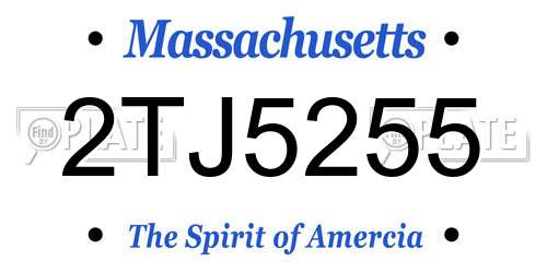 2TJ5255 Massachusetts License Plate