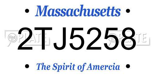 2TJ5258 Massachusetts License Plate