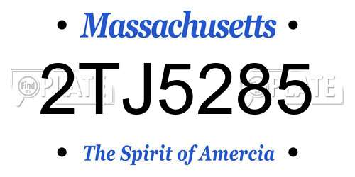 2TJ5285 Massachusetts License Plate
