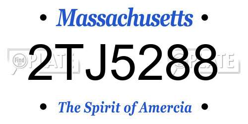 2TJ5288 Massachusetts License Plate