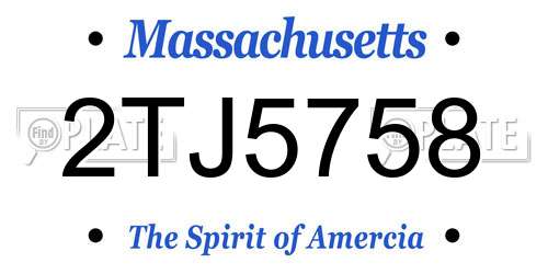 2TJ5758 Massachusetts License Plate