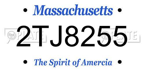 2TJ8255 Massachusetts License Plate