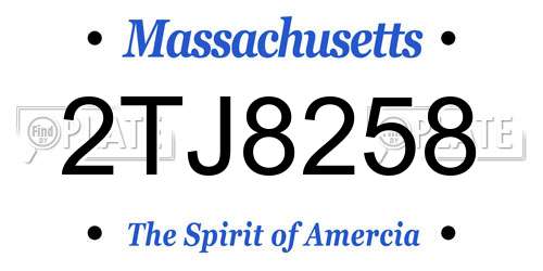 2TJ8258 Massachusetts License Plate